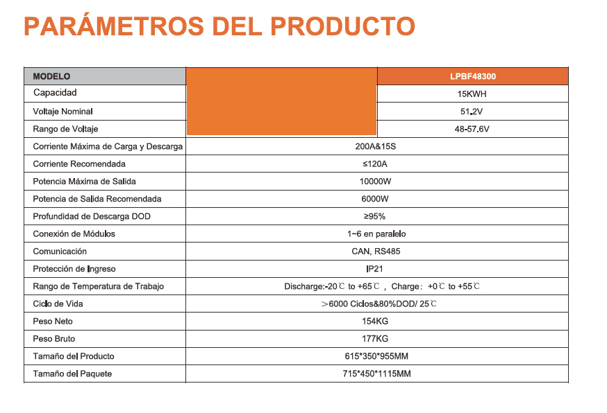 Batería de Litio LifePO4 LPBF Series -48250 - 48300