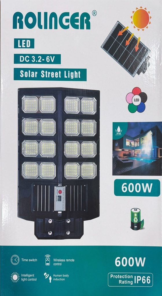 FAROLA SOLAR INTEGRADA 5 FOCO 600W