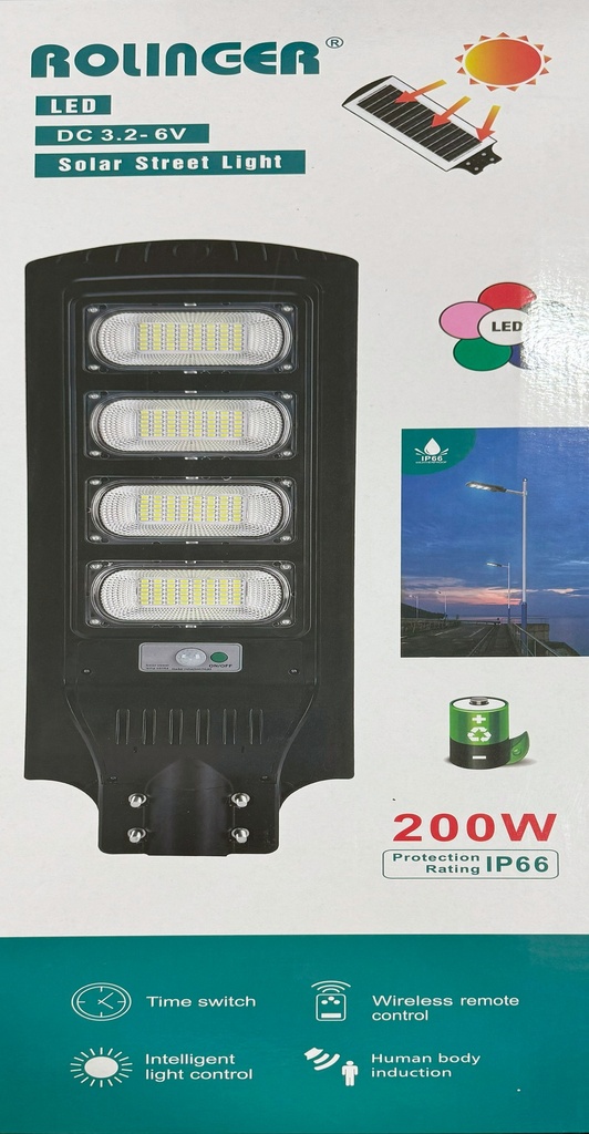 FAROLA SOLAR INTEGRADA 4 CABEZALES 200W