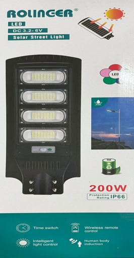 [F200W] FAROLA SOLAR INTEGRADA 4 CABEZALES 200W